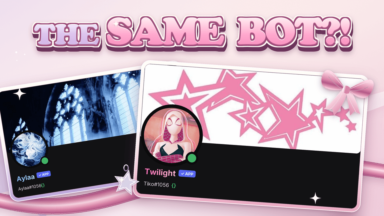 The same bot: Tiko with different avatars and banners for each server.