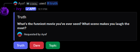 Tiko truth icebreaker command with a prompt for the server